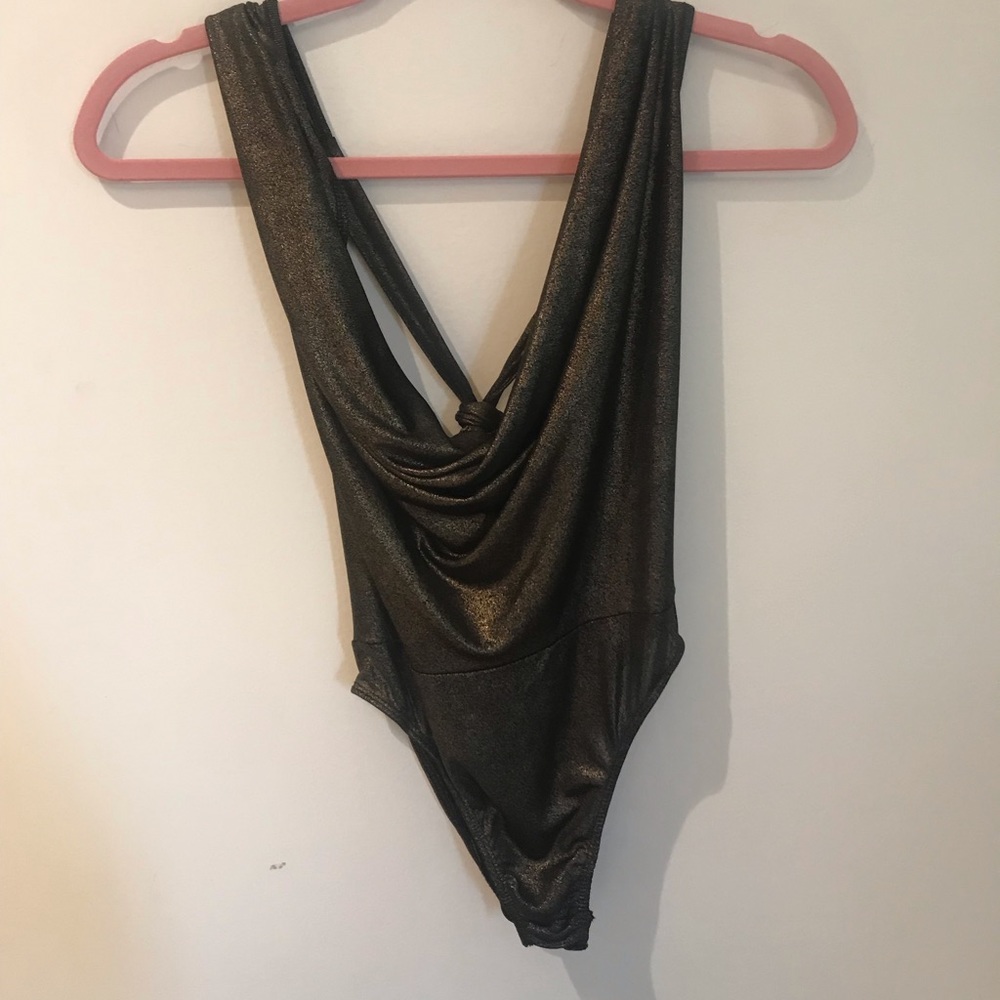 Gold lowcut bodysuit